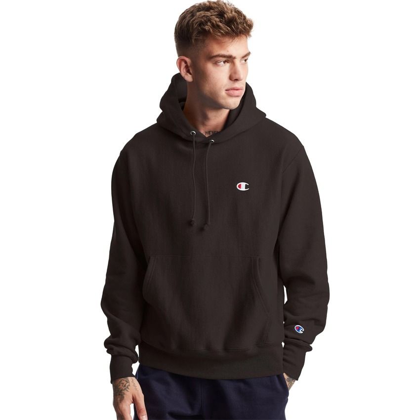 Champion reverse weave Hoodie Black Men s Fashion Tops Sets Hoodies on Carousell