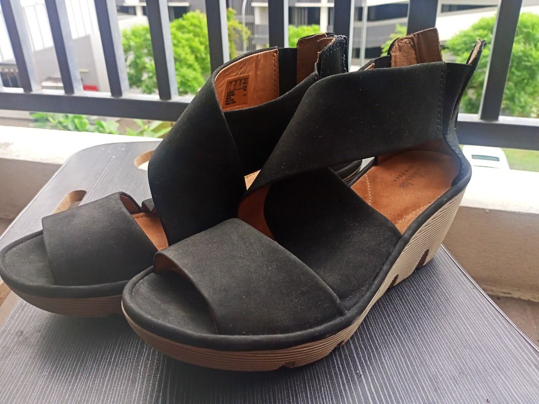 Clarks Clarene Open Toe Wedge Slingback Platform Sandal