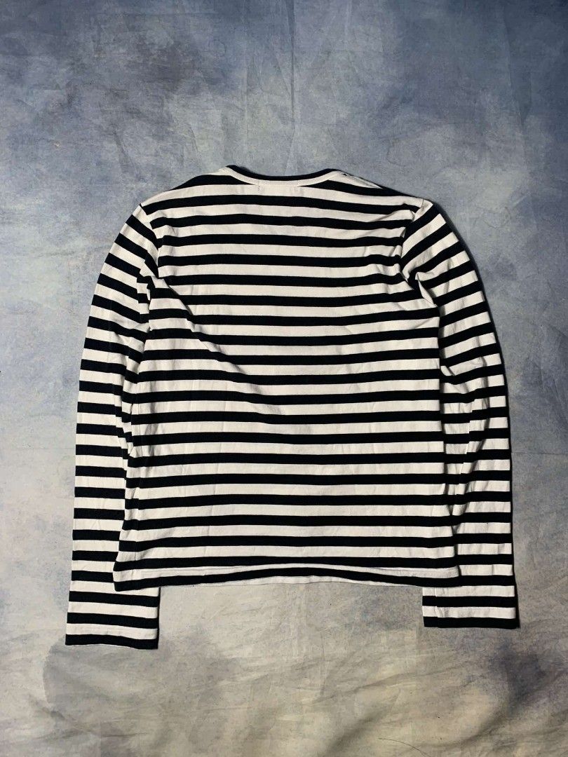 Comme des Garcons Striped Long sleeves (Category: Longsleeves) located in Santa Barbara. Submitted by ragrepository (Listing ID 1313471750, Image 3). Description: Length 23" Pit to pit 18.5" Sleeves 24" No flaws 1200+shipping fee.