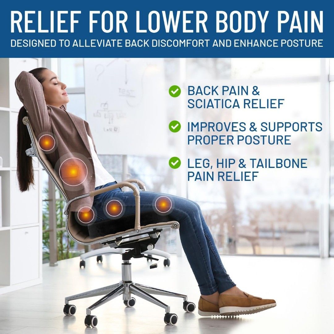 Doctor Recommended Memory Foam Seat Cushions for Office Chairs HSA FSA Eligible Tailbone Pain Relief Cushion Sciatica Back Support Office Chair Cushion Car Seat Cushion