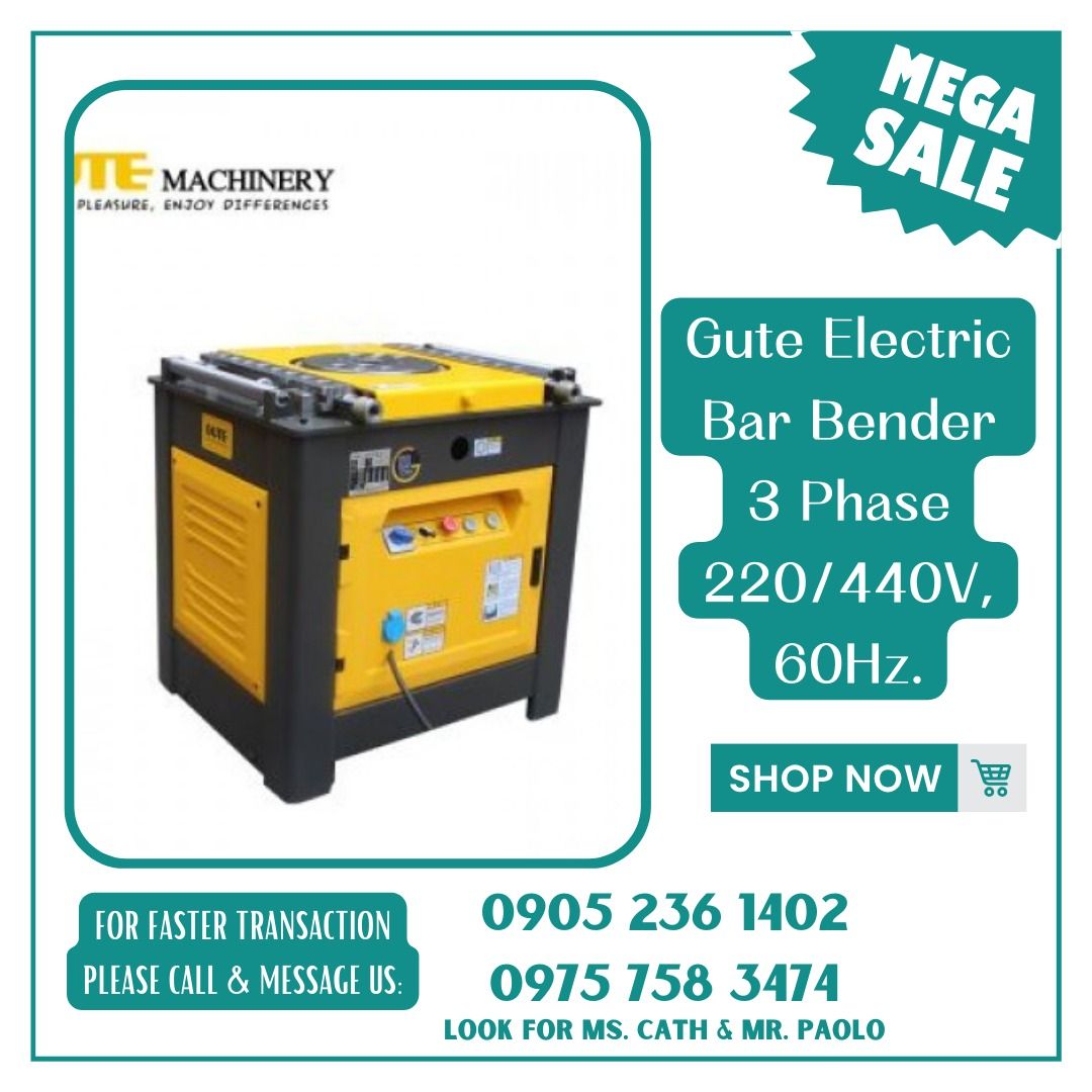 GUTE ELECTRIC BAR BENDER (Category: Construction Tools & Equipment) located in Manila. Submitted by cathvesta_sales (Listing ID 1313426749, Image 1). Description: .