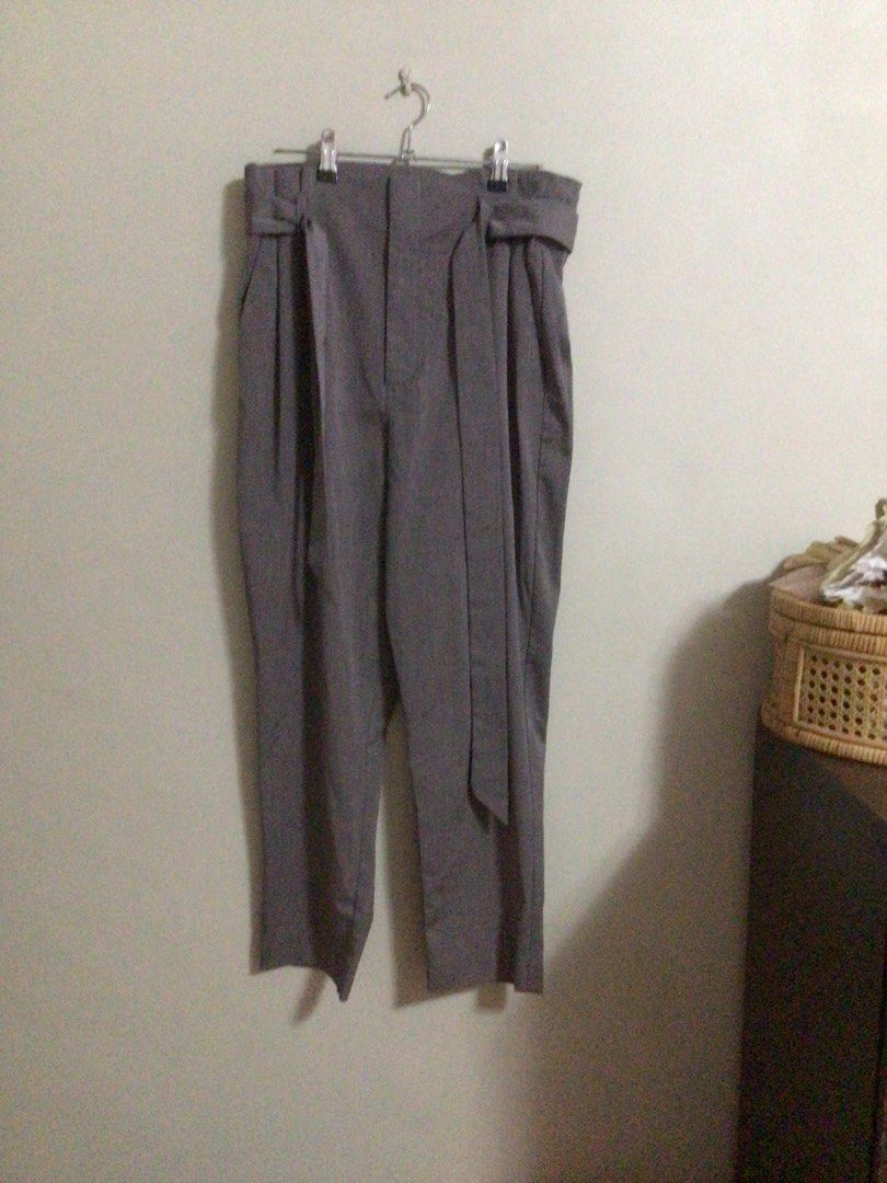 H M Paper bag trousers Grey Women s Fashion Bottoms Other Bottoms on Carousell