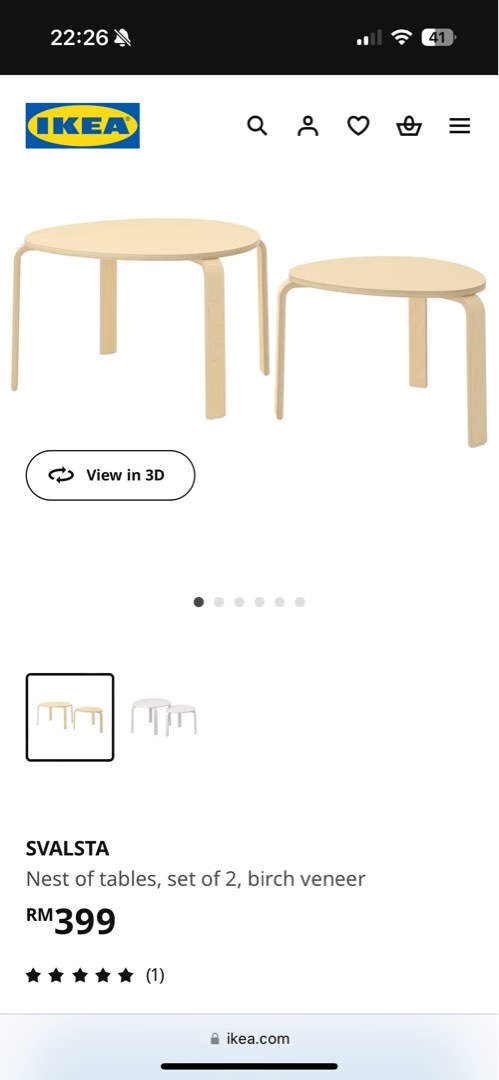 IKEA SVALSTA Nesting Coffee Table, Furniture & Home Living, Furniture ...