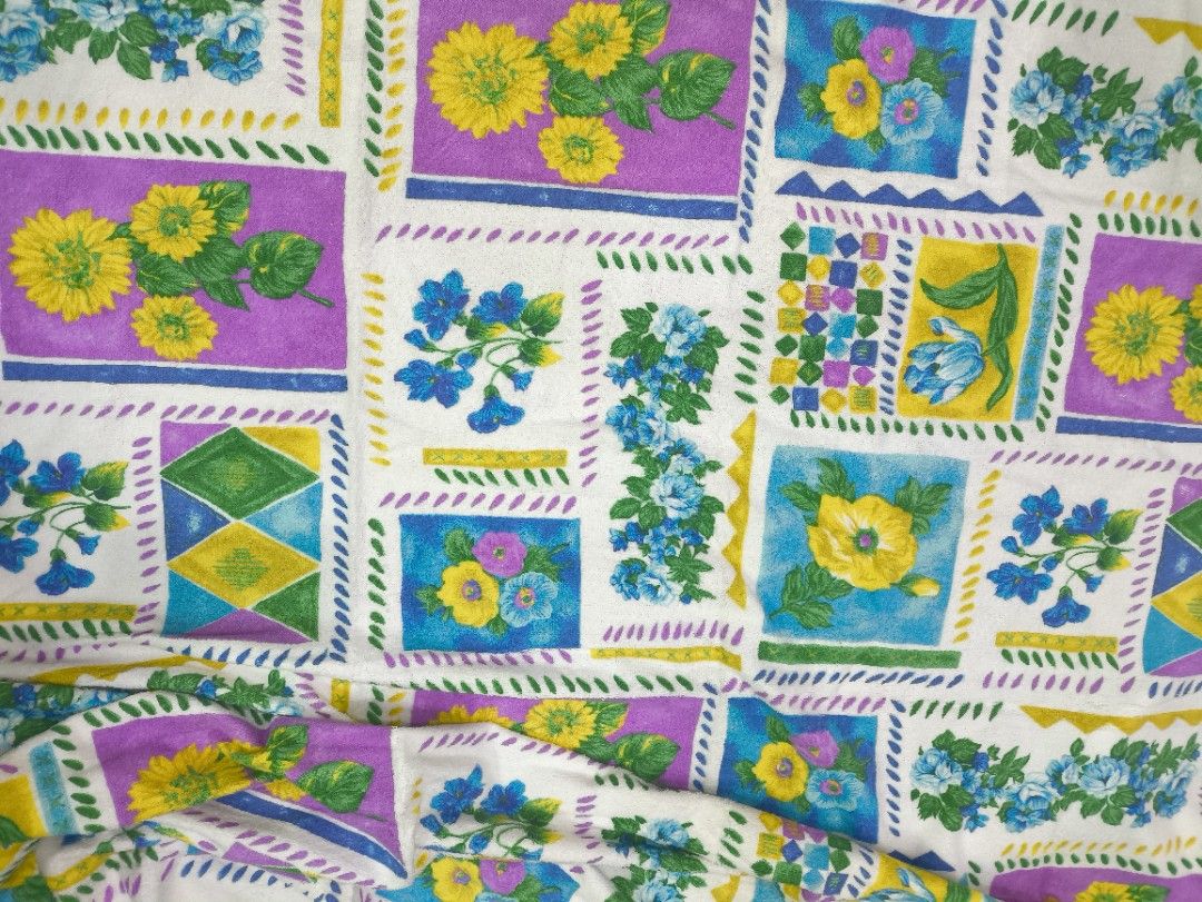 Japan Vintage Kenzo Maison Silky Touch Chino Cotton Floral Blanket 140x 200cm Made in Japan