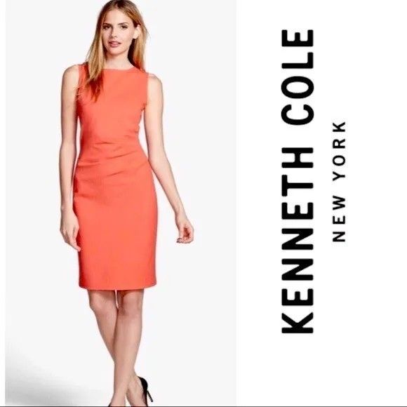 Kenneth Cole Coral Hillary Sleeveless Sheath Dress Fitted Full Back Contrast Zipper Office Formal Event Dress Women s Fashion Dresses Sets Dresses on Carousell