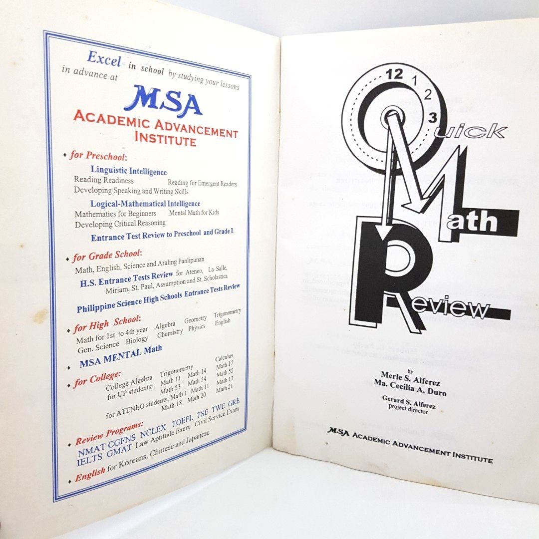 Quick Math Review Msa MSA Quick Math Review, Hobbies & Toys, Books & Magazines, Assessment ...