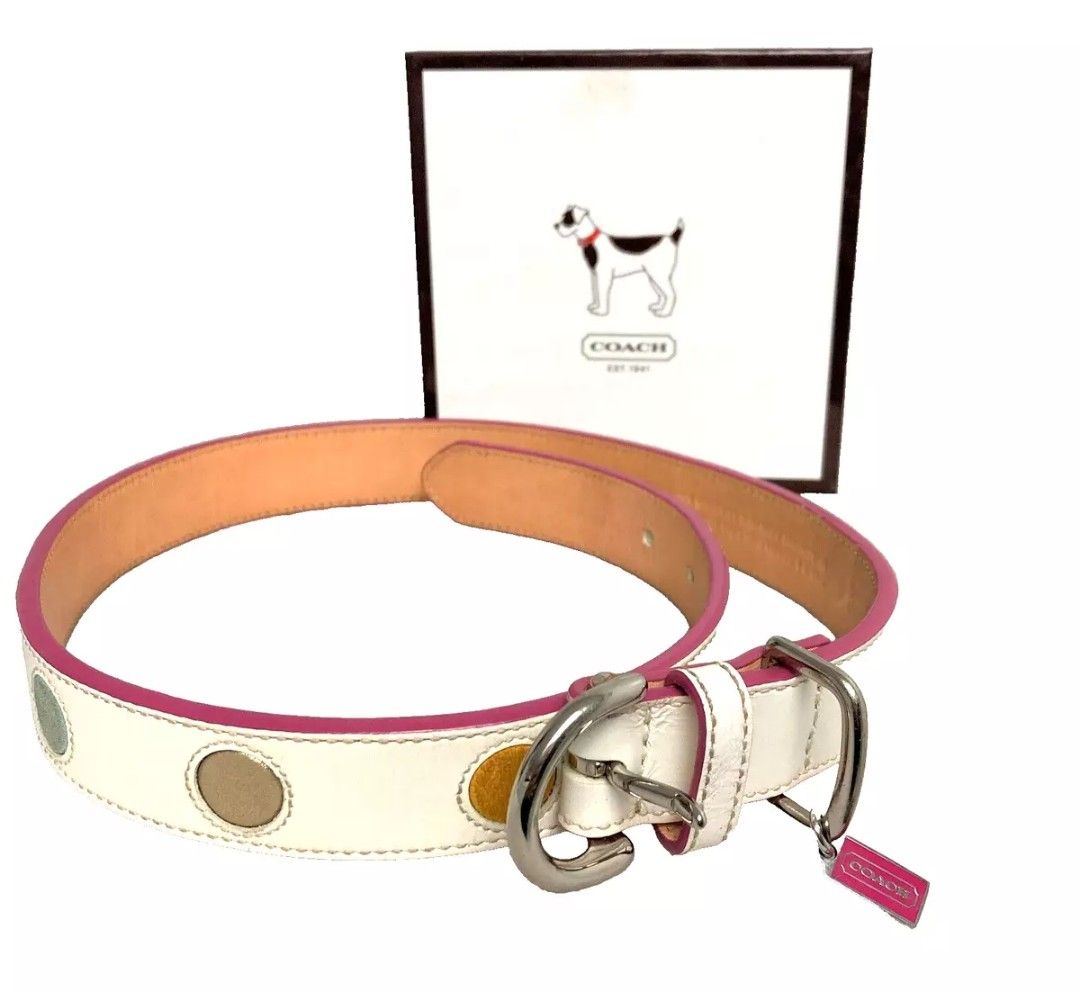 AUTHENTIC COACH DOTS AROUND EXTRA SMALL LEATHER DOG COLLAR
