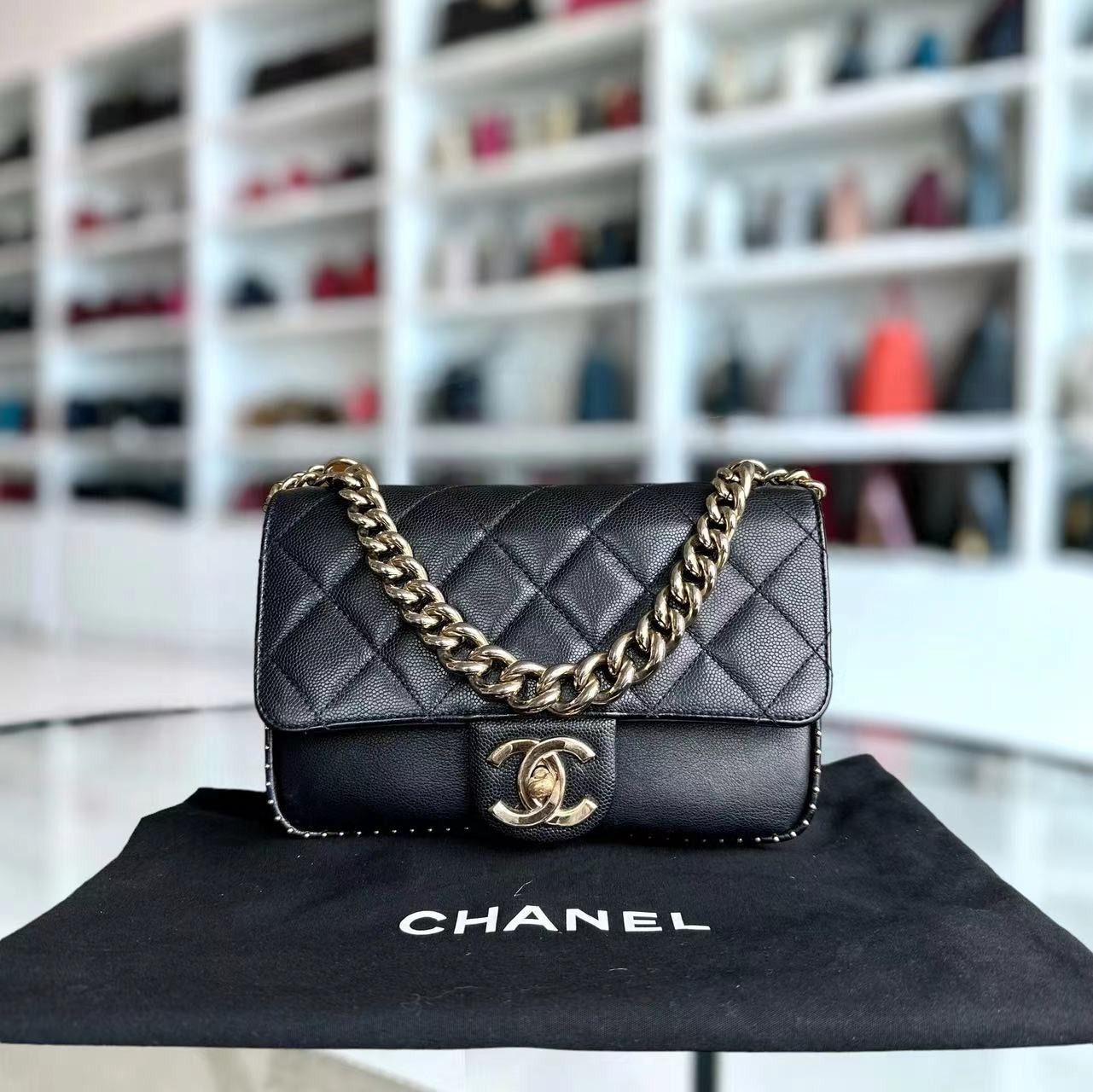 Ready Stock Chanel Caviar Seasonal Flap Quilted Calfskin Black Golden Hardware Series 24 Luxury Bags Wallets on Carousell
