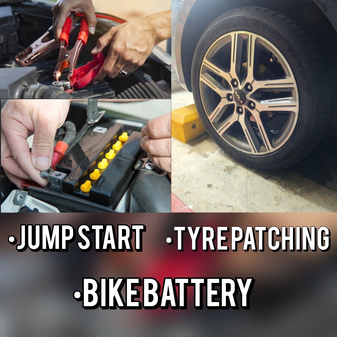 MOTORCYCLE BATTERY|JUMP START|TYRE PATCHING|Recovery services