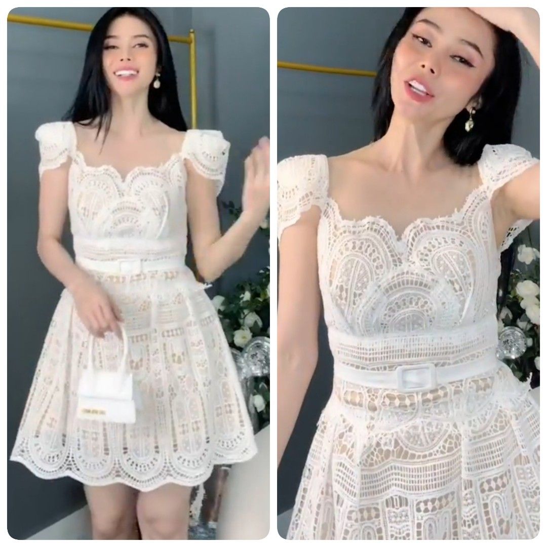 Lover's game white lace skater dress cheap