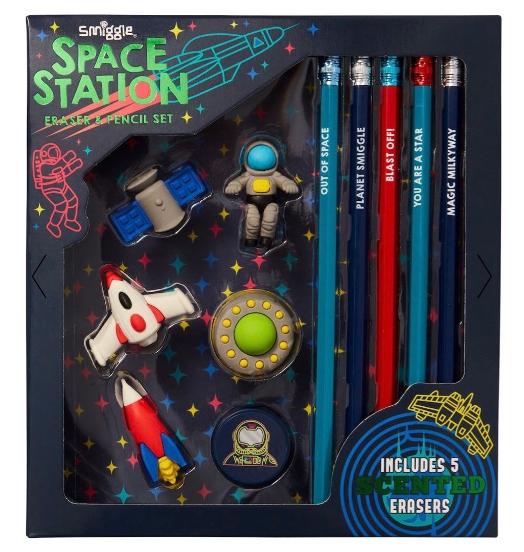Smiggle Pencil and eraser set Space Station (Category: Stationery & School Supplies) located in Valenzuela. Submitted by kaelstoypalace (Listing ID 1313448973, Image 1). Description: .