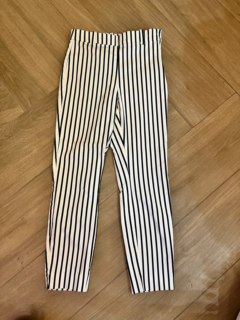 H M Striped Stretch Skinny Pants Women s Fashion Bottoms Other Bottoms on Carousell