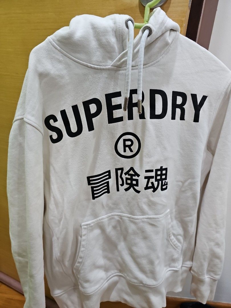 Superdry Men s white hoodie Men s Fashion Coats Jackets and Outerwear on Carousell