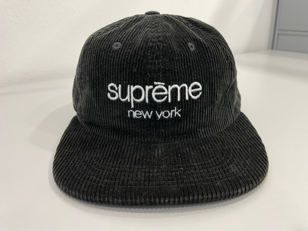 supreme classic logo corduroy 6 panel black Men s Fashion Watches Accessories Cap Hats on Carousell