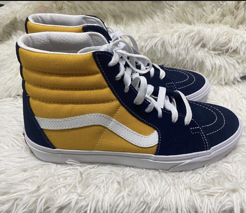 Vans Sk8 Hi Yellow Blue Unisex Men s Fashion Footwear Sneakers on Carousell