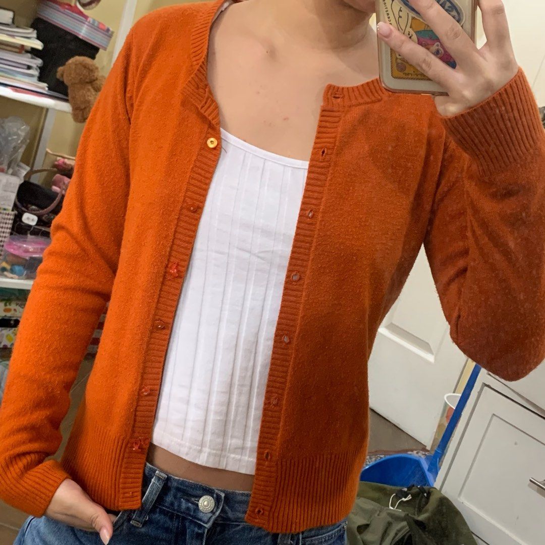Warm Orange Knit Cardigan Women s Fashion Coats Jackets and Outerwear on Carousell