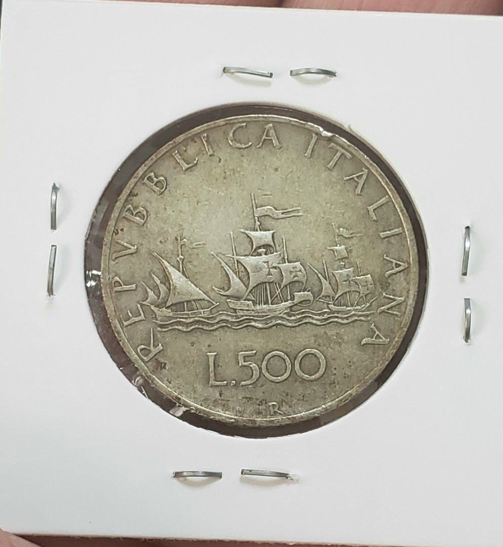 1959年義大利500里拉銀幣直徑29.3毫米, 興趣及遊戲, 收藏品及紀念品, 錢幣- Carousell