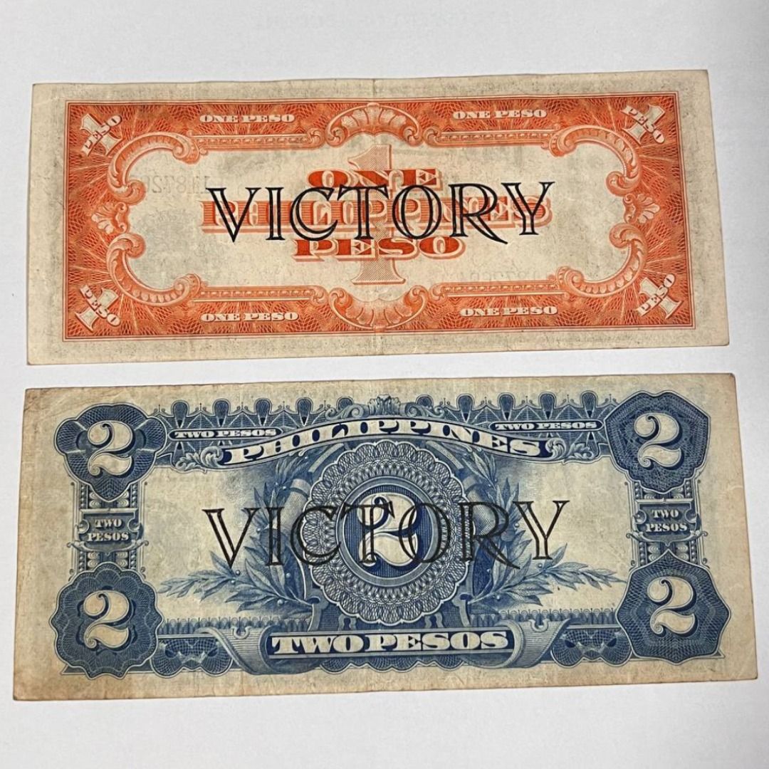1 peso & 2 peso Set of 2 Victory Notes 1944 Money Old Collectible ...