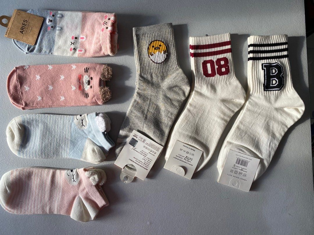 [450 FOR 7 PAIRS] Assorted Socks (Category: Socks & Tights) located in Quezon City. Submitted by briesells (Listing ID 1313692719, Image 1). Description: Estimated original price for all: 800 GET ALL FOR 450 RFS: Decluttering. Need funds. Negotiable. Please message. Details: - Brand: assorted, no brand - No defects/issues on ankle socks - Long socks have some discoloration due to time - No when worn pics. See my account bio for details on shippin
