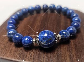 天然水晶 青金石 9mm 手串 S925 純銀 Silver 配件 Natural Crystal Lapis Lazuli 禮物 幸運石 招財 眉心輪 喉輪 青金石 六字真言 手工設計 DIY 設計款64216185869059110