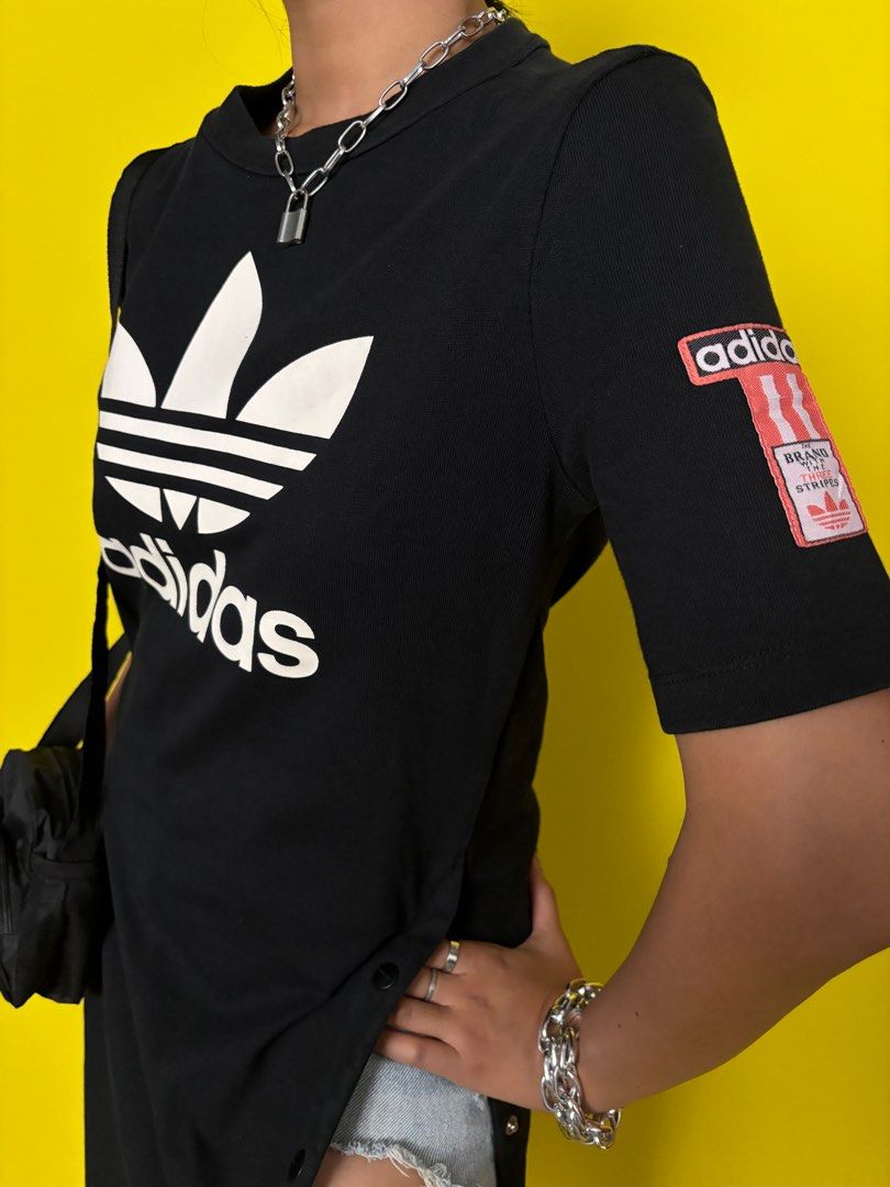 Adidas Originals tshirt jersey dress with button slits Women s Fashion Dresses Sets Dresses on Carousell