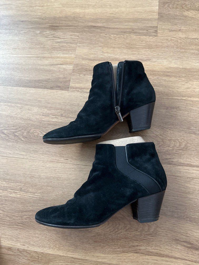 Aquatalia black suede designer boots