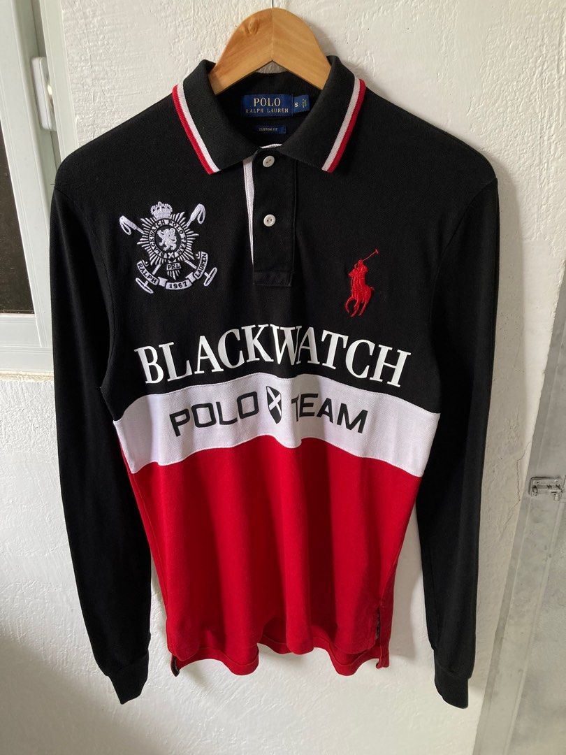 Authentic Black Watch Polo Team Ralph Lauren Gold Tag long sleeve Poloshirt for Men s. S Custom Fit dimes 18.4 X 27.4 30 Men s Fashion Tops Sets Tshirts Polo Shirts on Carousell