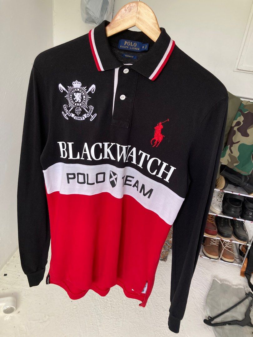 Authentic Black Watch Polo Team Ralph Lauren Gold Tag long sleeve Poloshirt for Men s. S Custom Fit dimes 18.4 X 27.4 30 Men s Fashion Tops Sets Tshirts Polo Shirts on Carousell