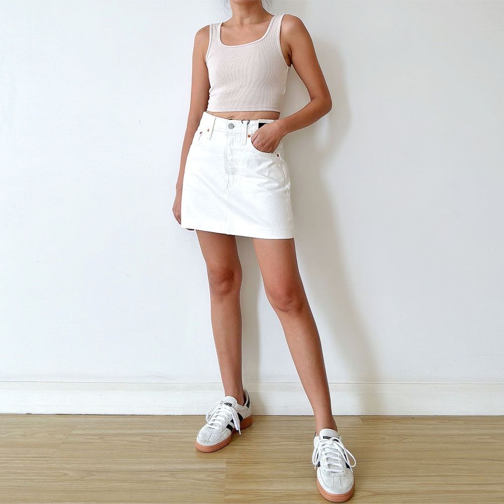 Levi's white denim mini skirt shop