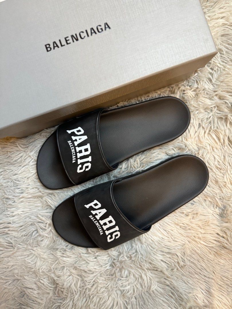 Balenciaga paris slides (Category: Slippers and slides) located in Marikina City. Submitted by louiesneaks (Listing ID 1313784533, Image 1). Description: Balenciaga paris slides Size 7us and 11us BNEW ₱10,000 (Complete with receipt) .