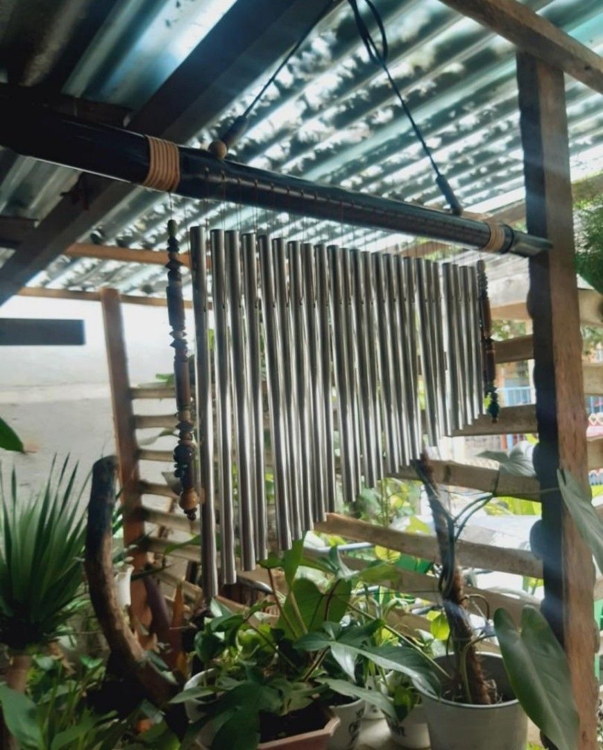Bamboo wall chimes for garden & home (Category: Wall Decor) located in Antipolo. Submitted by blueshopvintage (Listing ID 1313658588, Image 2). Description: hand crafted, tuned chimes perfect home decor or garden decor 🎶🎵 relaxing tunes ,natural themed wind chimes pm for more details can ship nationwide.