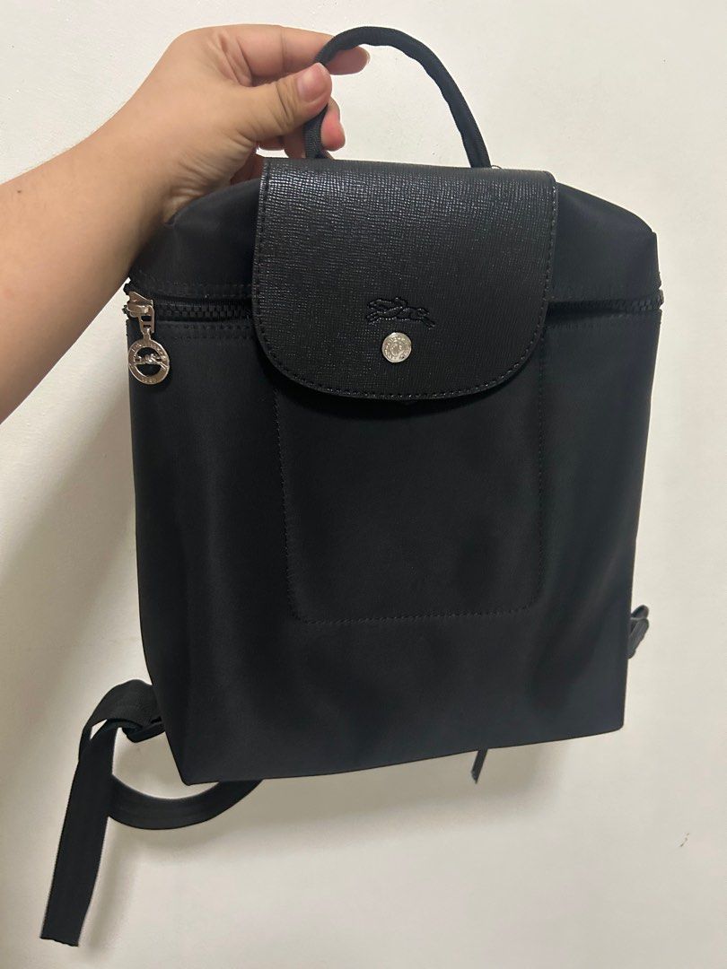 All black longchamp backpack on sale