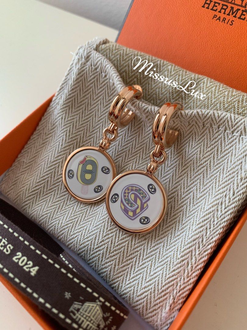 BNIB Hermes Funny Ice Cream Earrings RGHW Jasmin, Women's