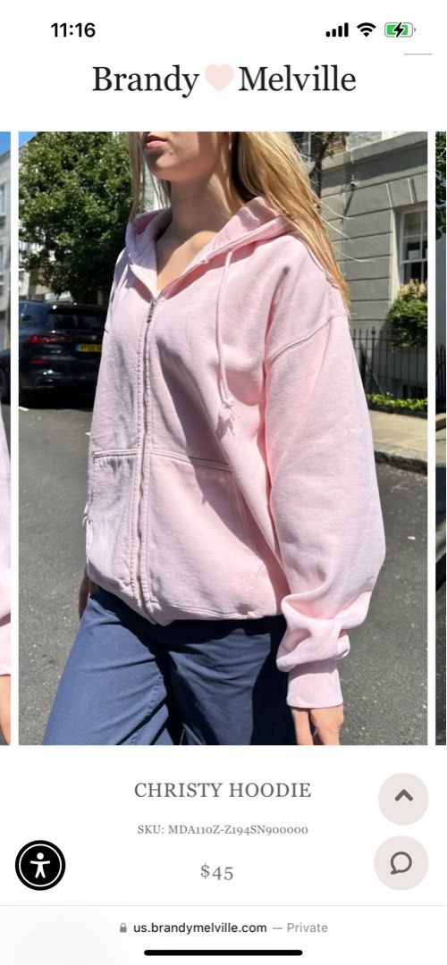 Brandy Melville pink Christy hoodie Women s Fashion Coats Jackets and Outerwear on Carousell