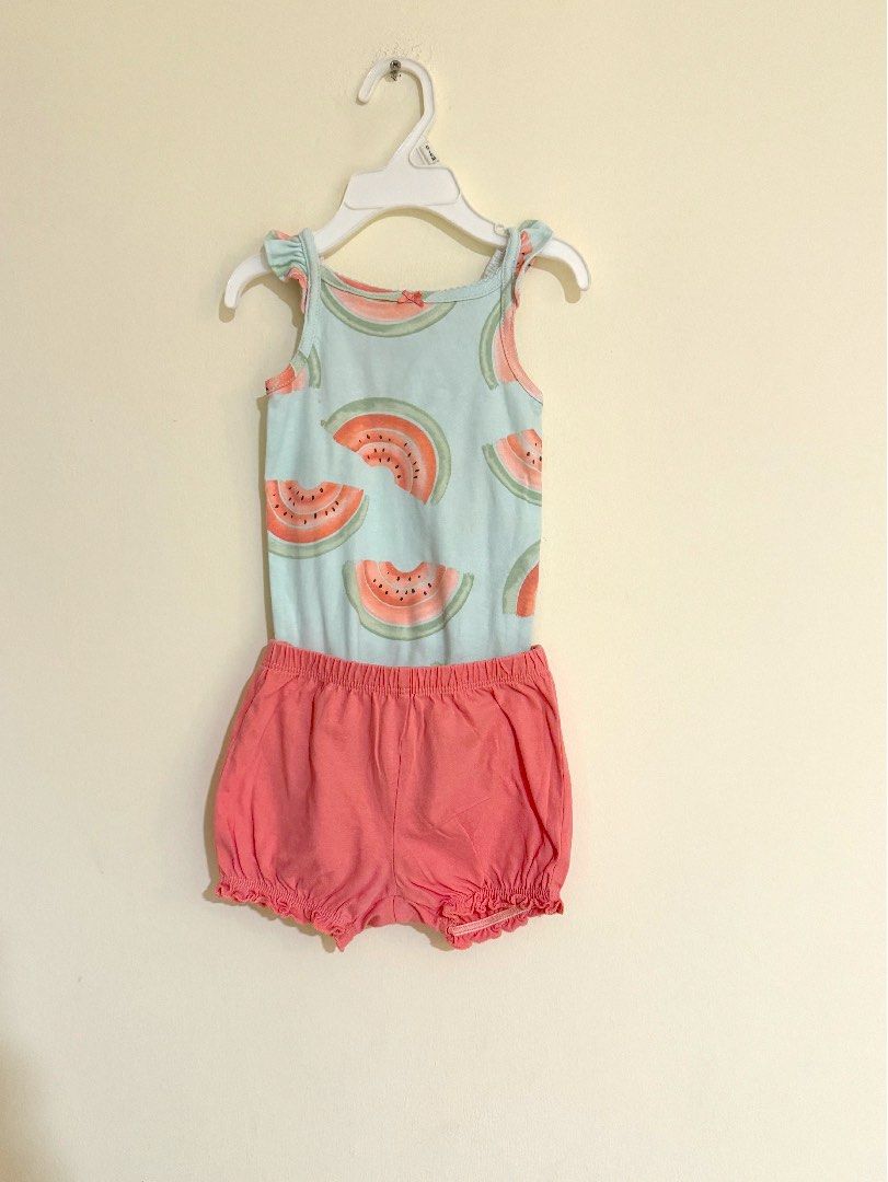 Carters watermelon romper shorts 2 pc set