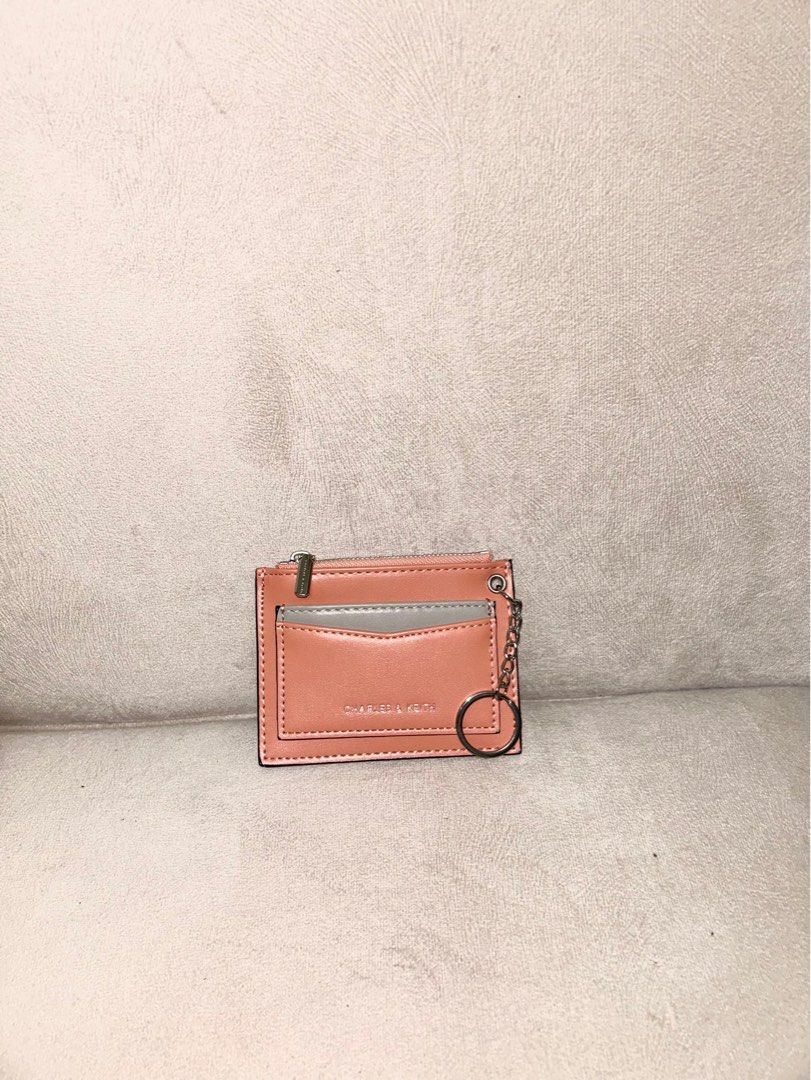 Charles Keith Two Tone Zip Pocket Card Holder In Pink