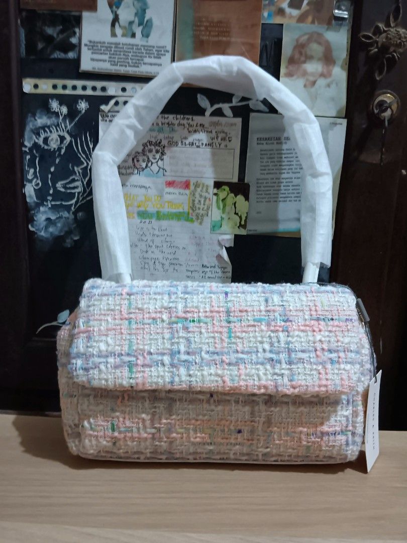 Charles and Keith Churved Handle Tweed Shoulder Bag Multi