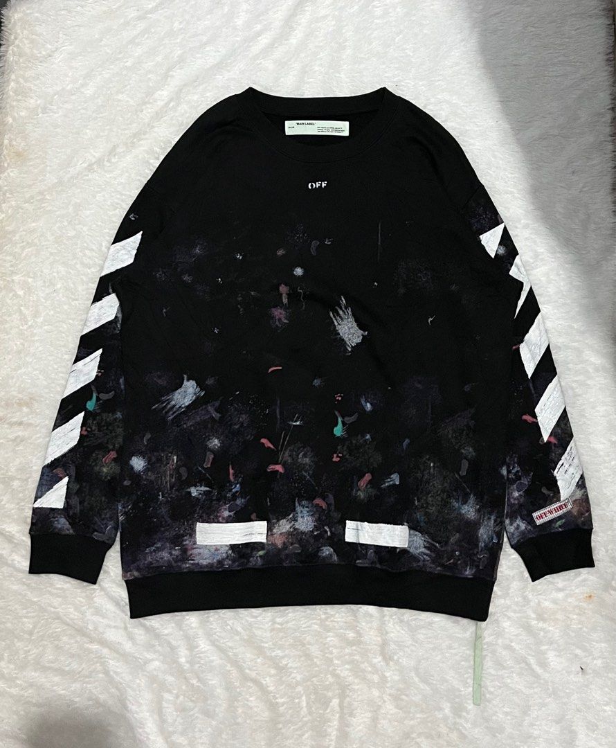 CREWNECK OFF WHITE GALAXY Fesyen Pria Pakaian Baju Luaran di Carousell