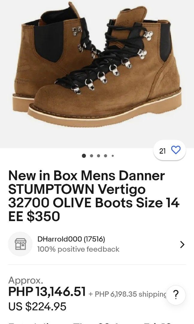 Danner stomptown vertigo (Category: Boots) located in Santa Rosa. Submitted by roycerocus (Listing ID 1313632186, Image 1). Description: minor heeldrags only at parang may konting dot na black sa leather overall maganda pa po.