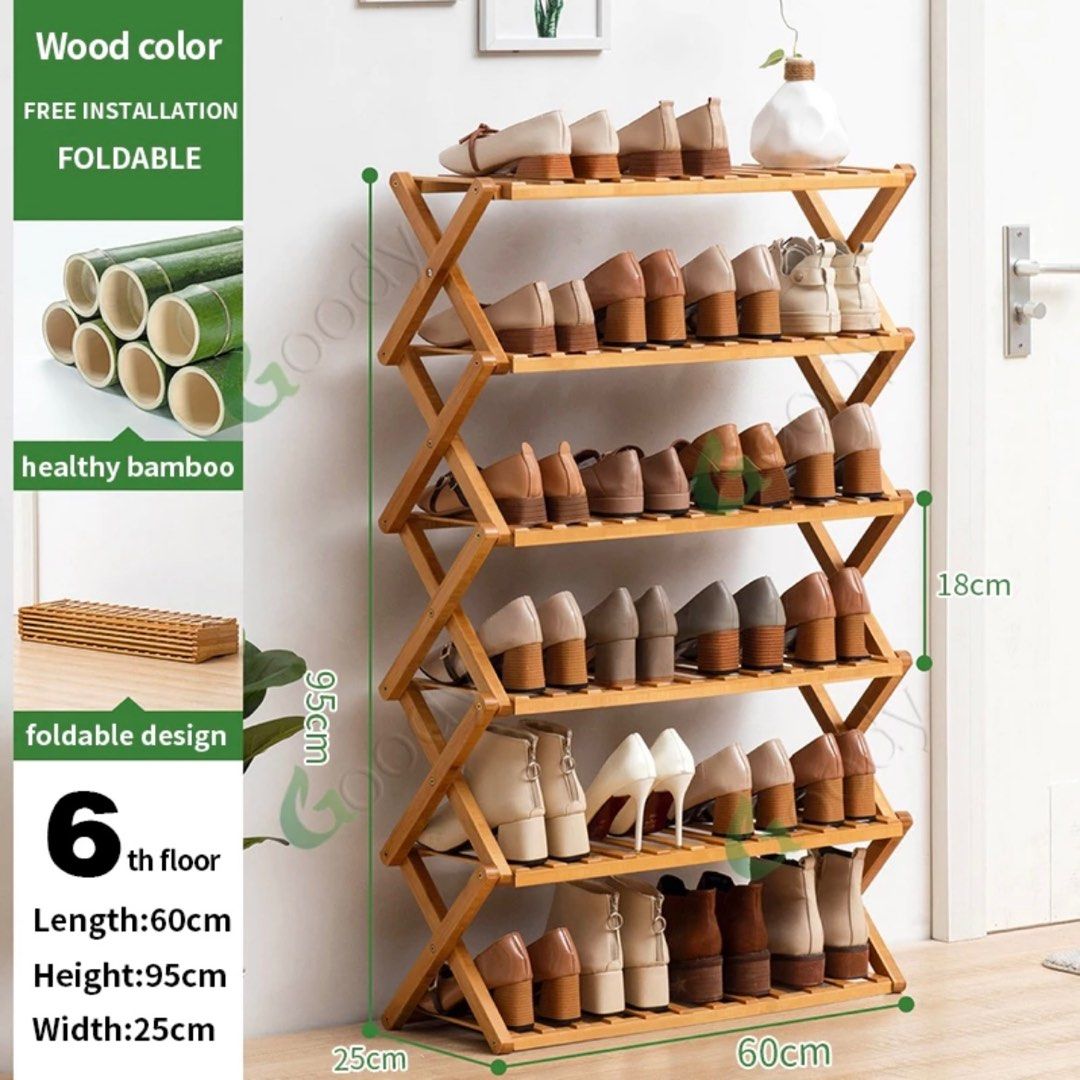 Foldable Wooden Shoe Rack Multilayered Durable Shoe Rack Sturdy Shoe Display Rack Large