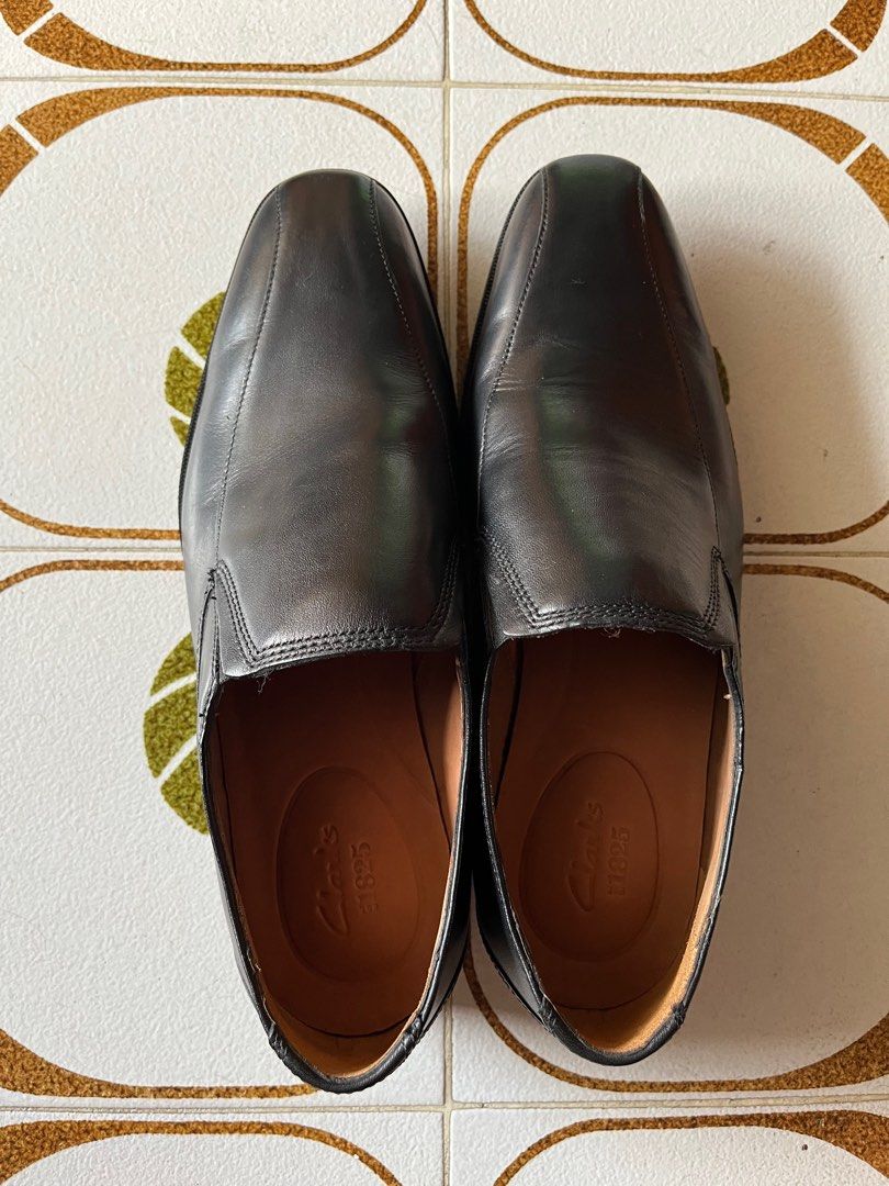 MENS Clarks Leather Slip On No Lace Dress Shoes Smart Shoes Formal Shoes