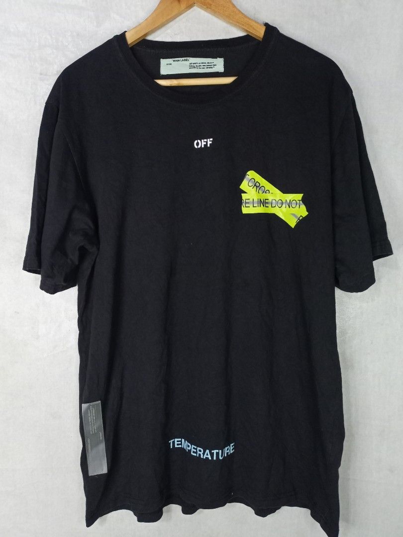 Off White Fire Line Do Not Cross T shirt Men s Fashion Tops Sets Tshirts Polo Shirts on Carousell