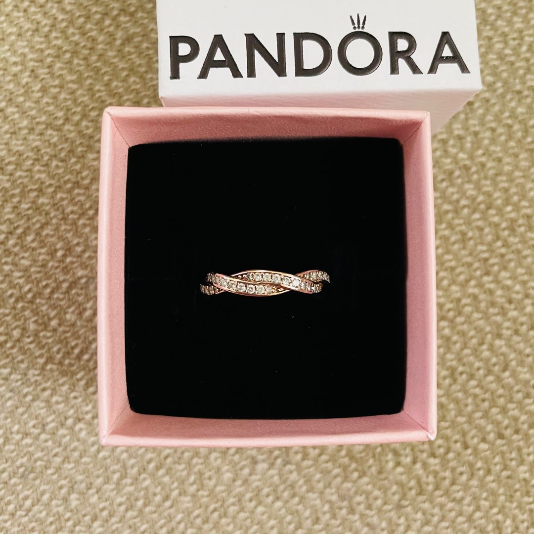 Pandora Rose Gold Ring Twisted Lines Ring Women s Fashion Jewelry Organisers Rings on Carousell