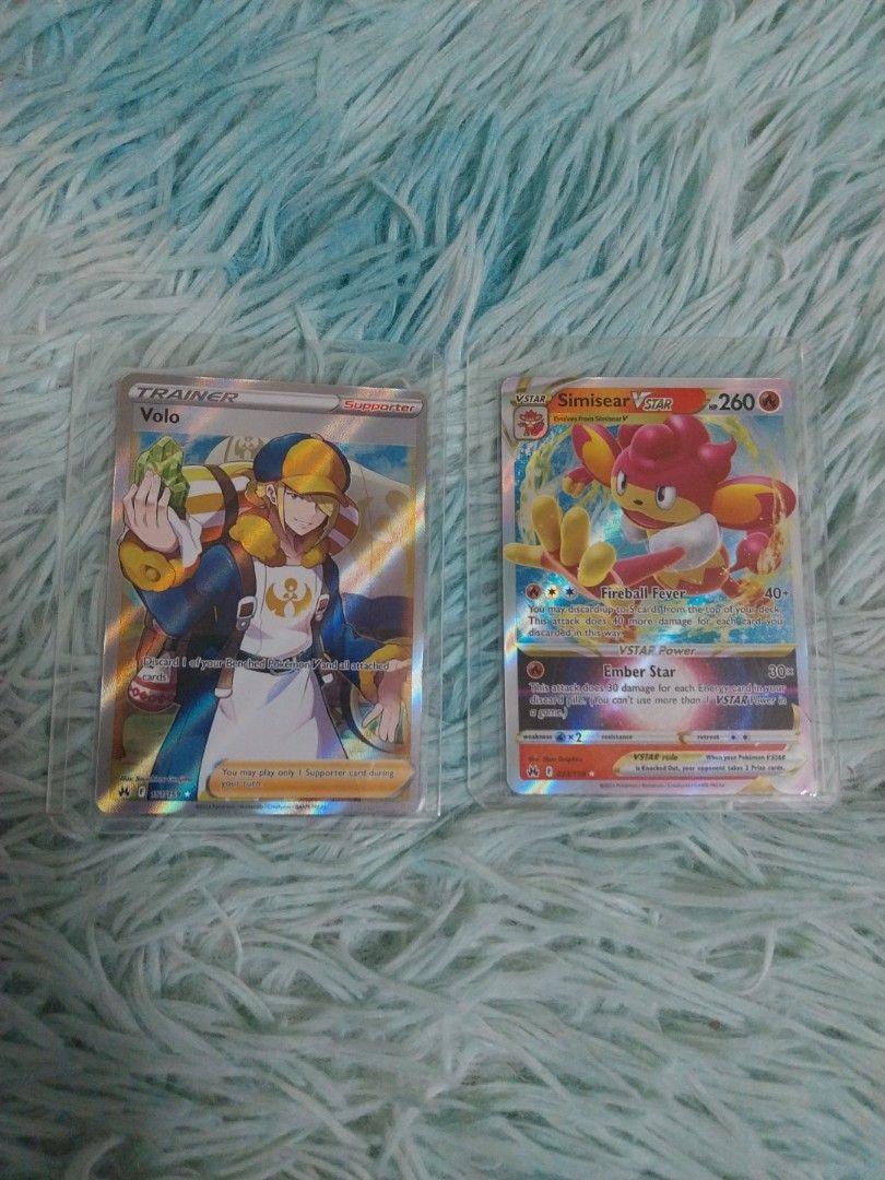 Pokemon card TCG crown zenith single trainer volo simisear vstar, Hobbies &  Toys, Toys & Games on Carousell