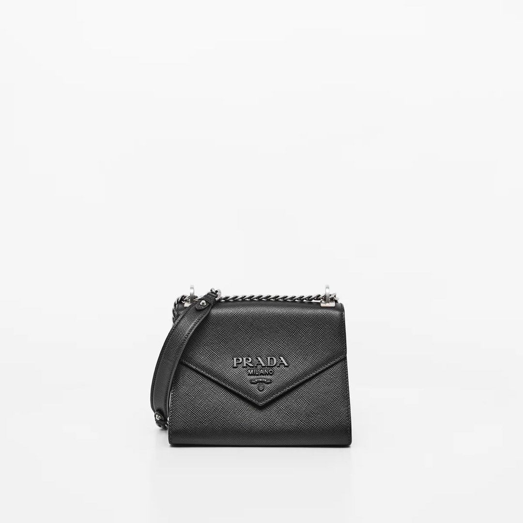 Prada monochrome saffiano leather chain shoulder bag outlet