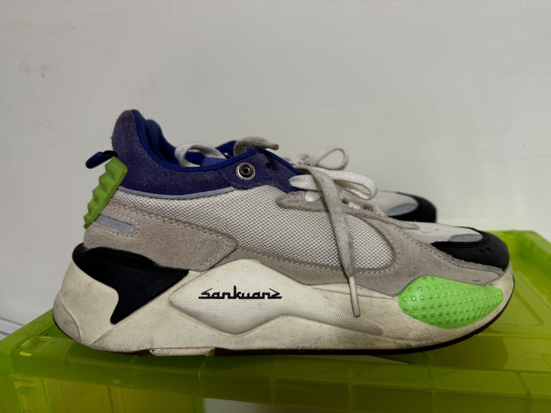 puma sankuanz rs-x 聯名老爹鞋us8 米白色黑色, 他的時尚, 鞋類