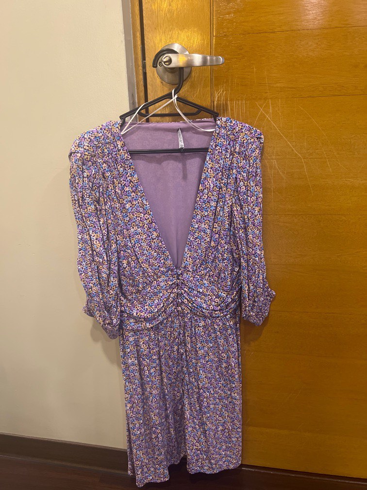 Purple floral zara dress Women s Fashion Dresses Sets Dresses on Carousell