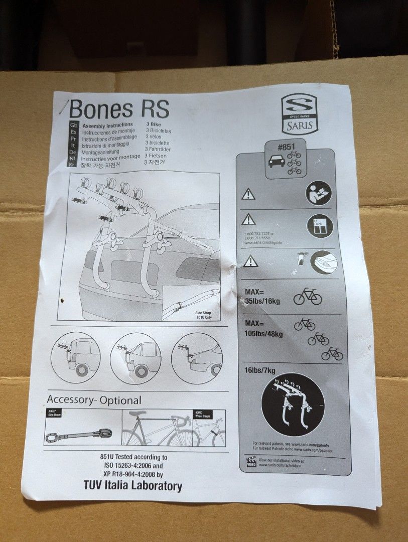 Saris Bones RS 3 bike holder Sports Equipment Bicycles Parts Parts Accessories on Carousell