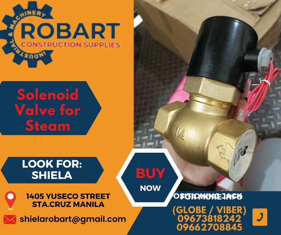 Solenoid Valve for Steam (Category: Construction Tools & Equipment) located in Caloocan City. Submitted by shielaroba44709 (Listing ID 1313639409, Image 1). Description: Solenoid Valve for Steam Brand: Uni-D Model: US-35 Size: 1-1/4" SEND US MESSAGE FOR INQUIRIES ‼️‼️ Call: 09673818242 / 09662708845 Landline: 8636-3005 / 7746-6248 / 7002-2872 Look For: Shiela Robart Email: shielarobart@gmail. com robartconstructionsupplies@gmail. com 🔵100% Trust