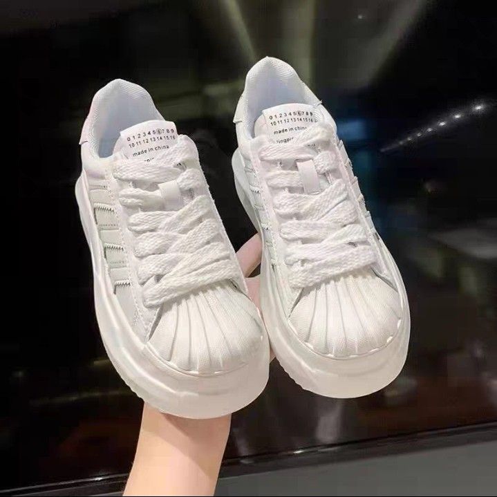 white platform sneakers seashell canvas shoes douyin xiaohongshu